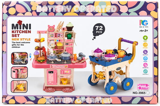 Mini kitchen set battery oriented 72 piece