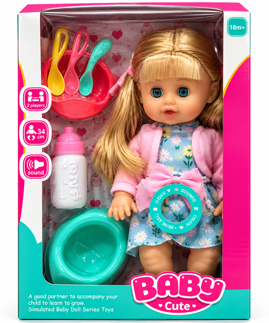 Baby Cute Doll Set – 34 cm with Feeding Accessories