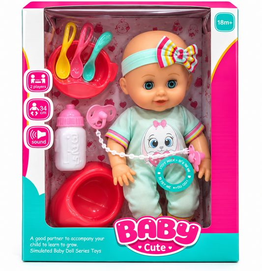 Baby Cute Doll Set – 34 cm with Feeding Accessories