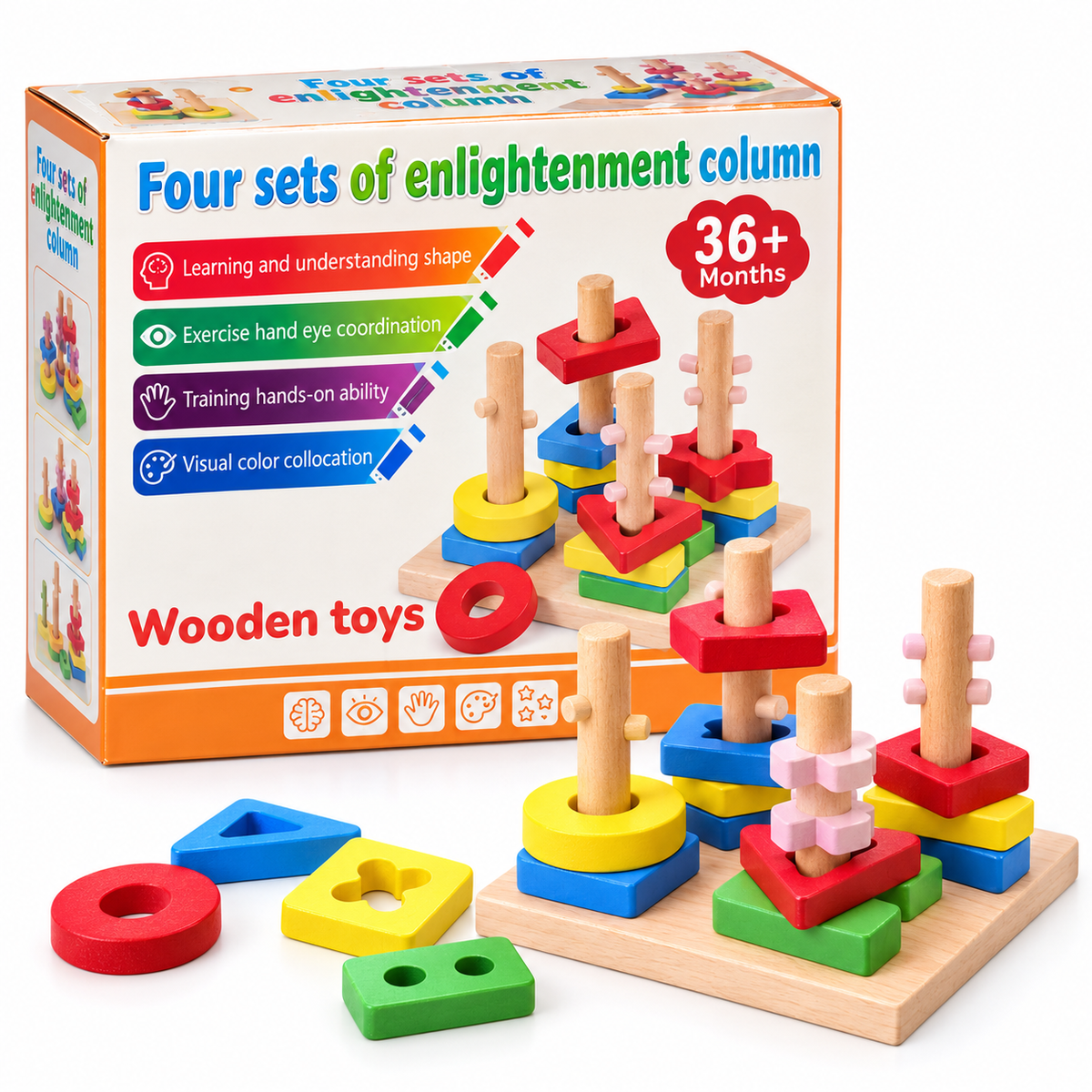 Montessori Wooden Shape Sorting & Stacking Toy