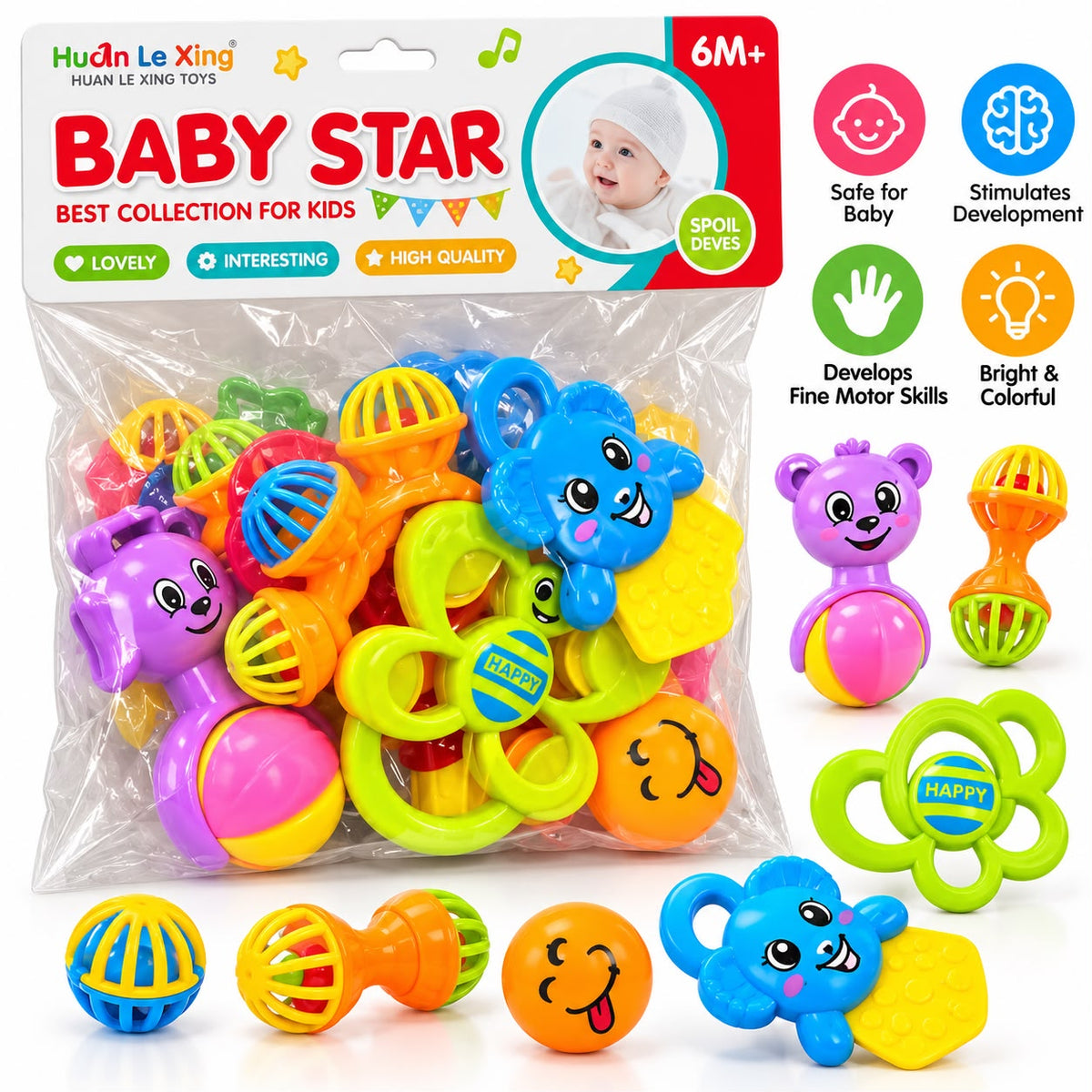 Baby Rattle & Sensory Toy Set – Colorful Baby Toys